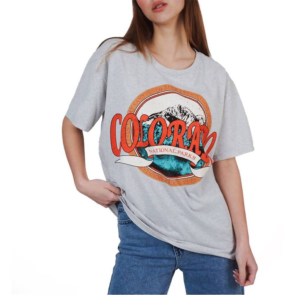 NEW AMBAR colorado printed short sleeve tshirt in gray